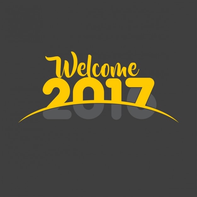 Bezpłatny wektor welcome 2017 żółty typografii na czarnym tle