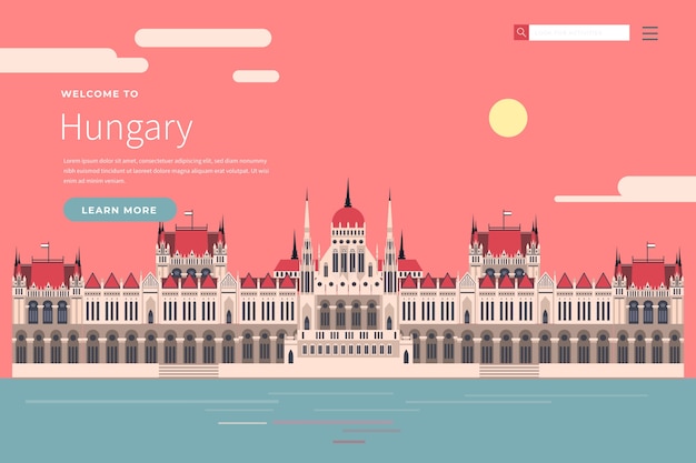 Bezpłatny wektor welcome to hungary landing page template