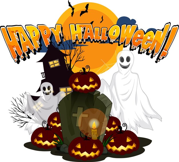 Wesołego Halloween z Jack-o'-lantern na cmentarzu