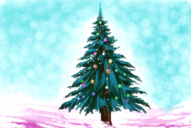 Wesołych świąt I Szczęśliwego Nowego Roku Krajobraz Drzewo Karta Tło Wakacje