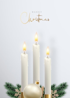 Wesołych świąt realistyczne świecące świece