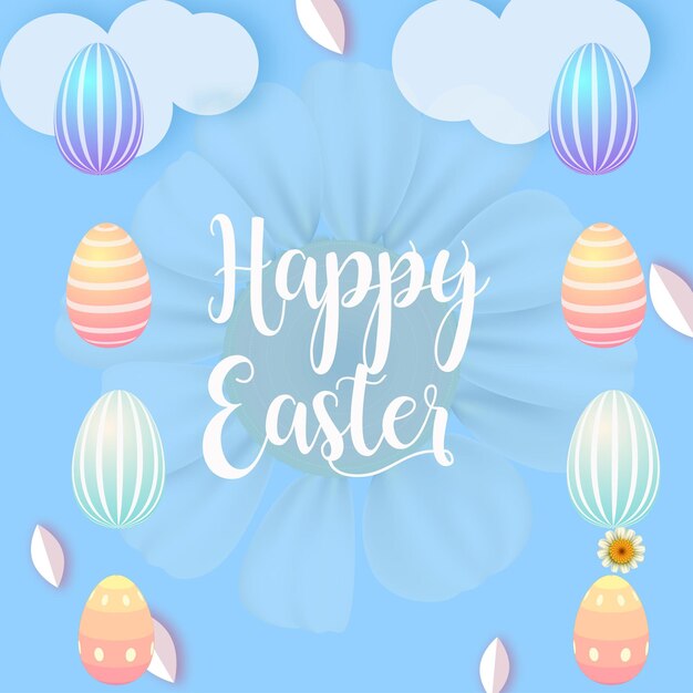 Wesołych Świąt Wielkanocnych Brązowe Jajka Niebieskie Tło Baner