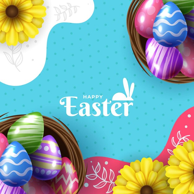 Wesołych Świąt Wielkanocnych ilustracja z kolorowym malowanym jajkiem