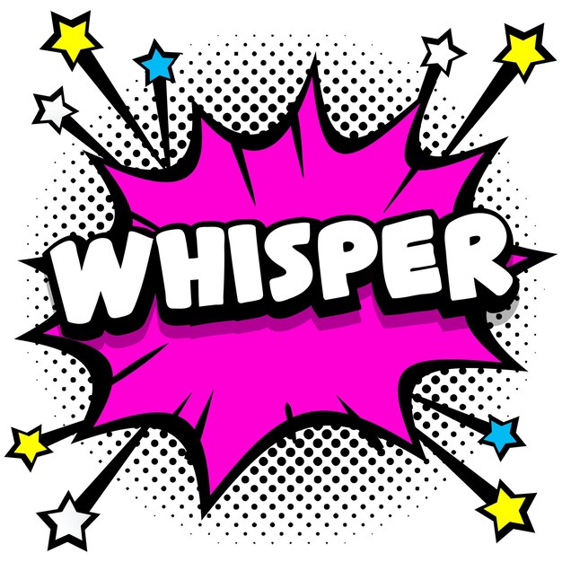Whisper Pop-art komiks dymki książki efekty dźwiękowe