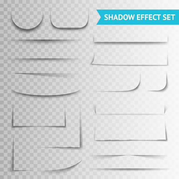 Bezpłatny wektor white paper cuts transparent shadow set