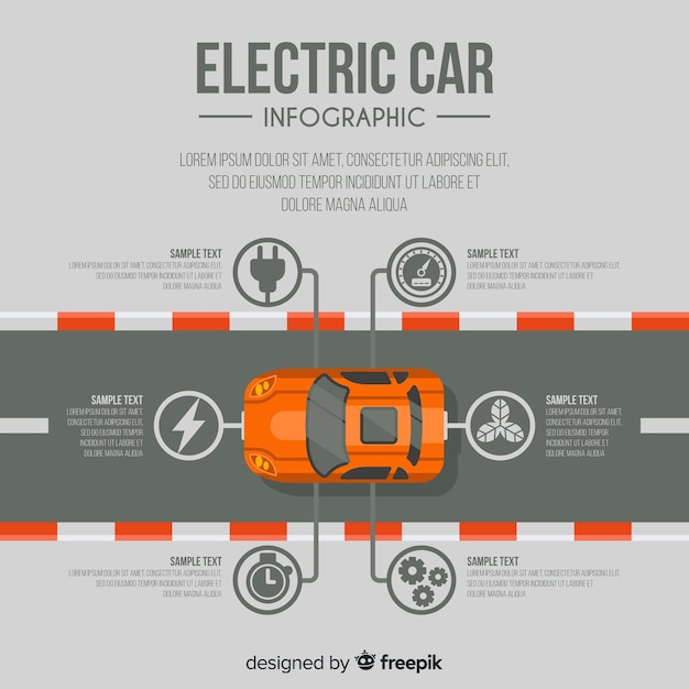 Bezpłatny wektor widok z góry elektryczny samochód infographic