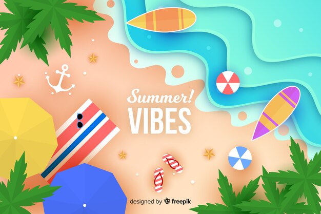 Widok z góry na plażę w stylu papierowym