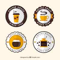 Bezpłatny wektor wielka paczka dekoracyjnych odznaki dla kawiarni