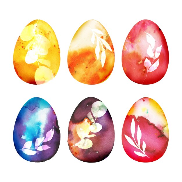 Wielkanocny dzień jajko zestaw akwarela