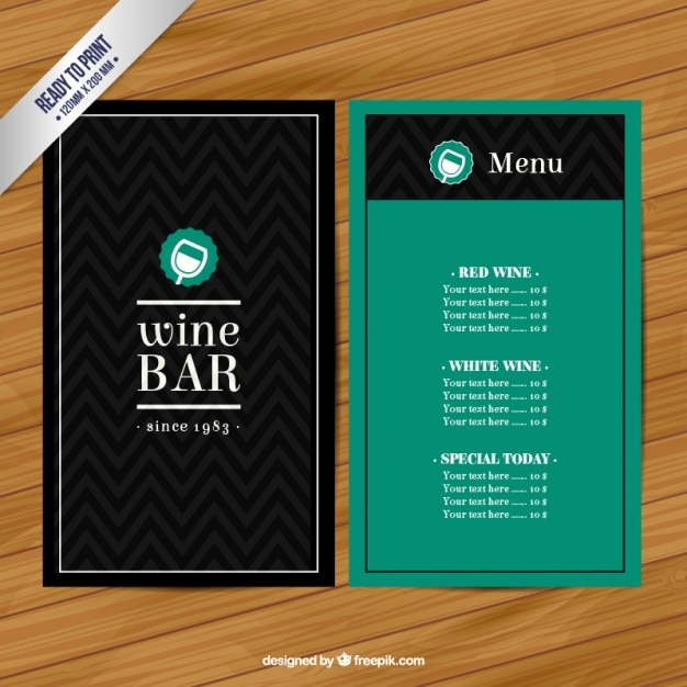 Bezpłatny wektor wine bar menu