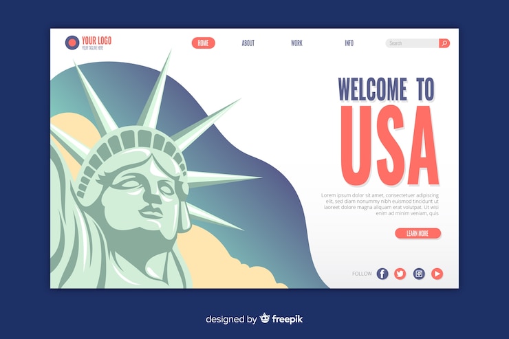 Bezpłatny plik Wektor witamy na stronie docelowej usa