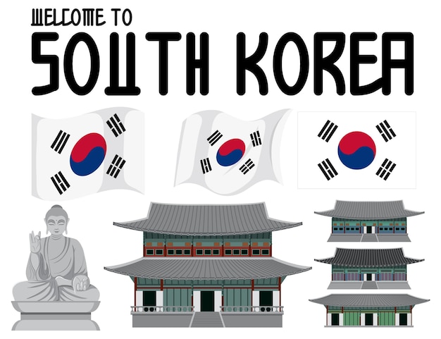 Bezpłatny wektor witamy w korei południowej tekst z tradycyjną koreańską maską