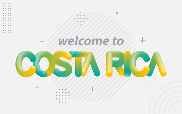 Witamy W Kreatywnej Typografii Kostaryki Z Efektem Mieszania 3d Ilustracji Wektorowych