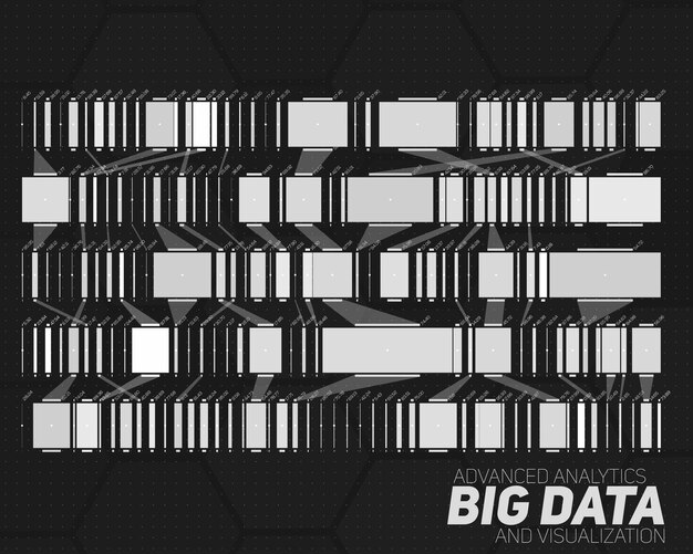 Wizualizacja Big Data w skali szarości.