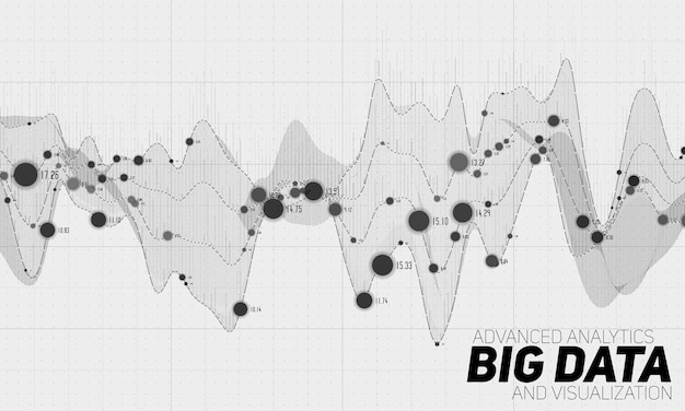 Bezpłatny wektor wizualizacja big data w skali szarości.