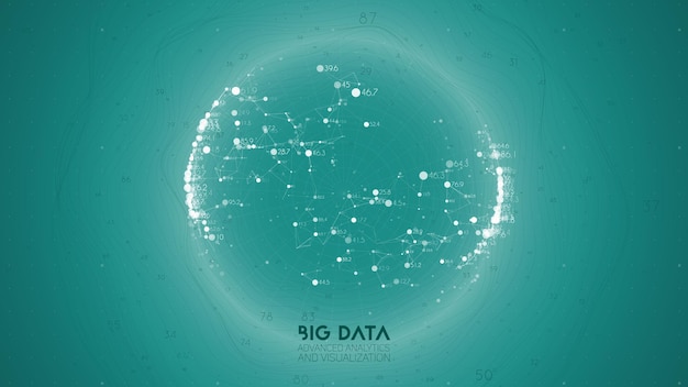 Bezpłatny wektor wizualizacja dużych zbiorów danych. futurystyczny plansza. informacje estetyczny projekt. złożoność danych wizualnych. złożona wizualizacja graficzna wątków danych. streszczenie wykres danych.