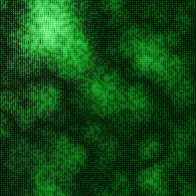 Wizualizacja wektorów streszczenie dużych danych. Zielony przepływ danych jako ciągi liczb binarnych. Reprezentacja kodu komputerowego. Analiza kryptograficzna, hackowanie.