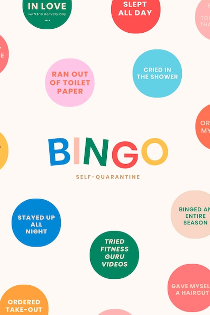 Bezpłatny wektor własna kwarantanna social media story bingo challenge vector