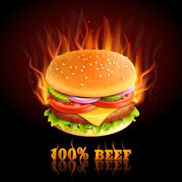 Bezpłatny wektor wołowina hamburger tło
