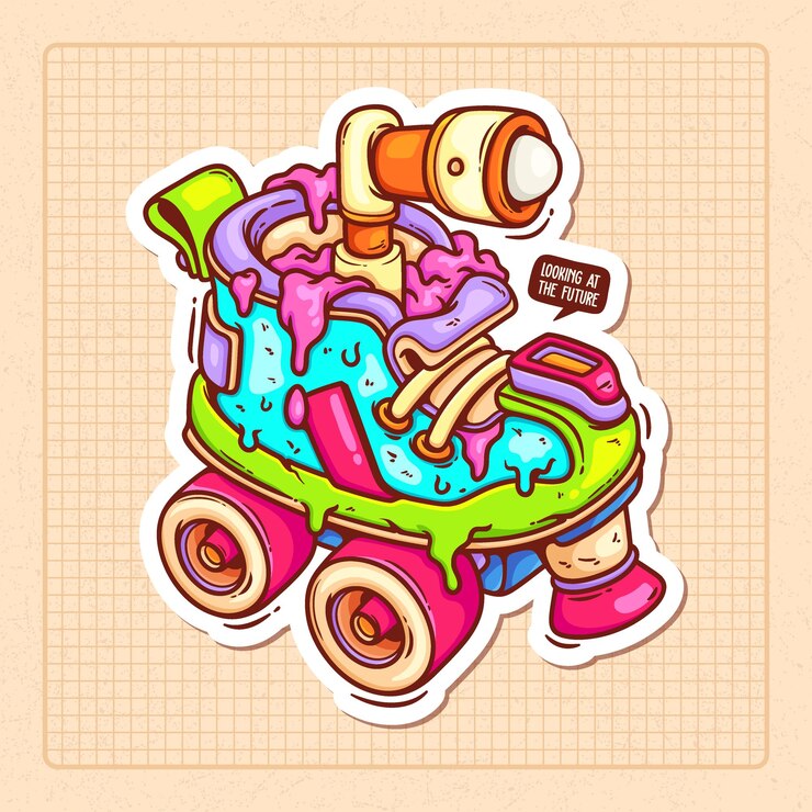 Bezpłatny plik Wektor wrotki z lornetką ręcznie rysowane kolor wektor doodle ilustracja