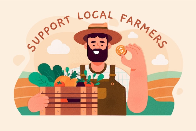 Bezpłatny wektor wspierać koncepcję lokalnych rolników