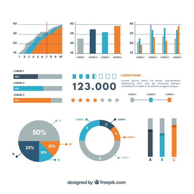 Bezpłatny wektor wybór płaskich elementów infograficznych