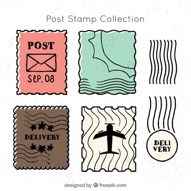 Bezpłatny wektor wybór znaczków pocztowych