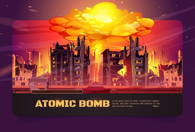 Wybuch bomby atomowej w zniszczonym mieście