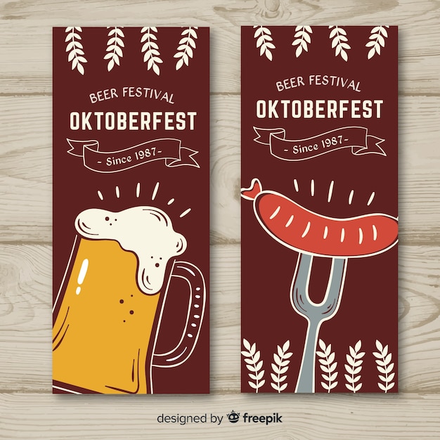 Bezpłatny wektor wyciągnąć rękę banery oktoberfest