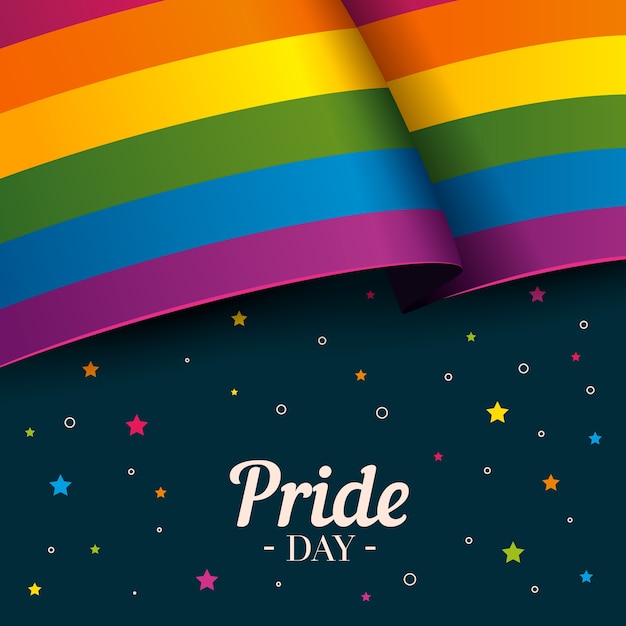 Bezpłatny wektor wydarzenie pride day z tęczową flagą