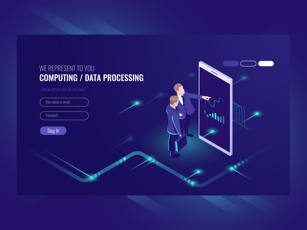 Wykres wygląd wykresu człowieka, koncepcja analizy biznesowej, ikona big data processing