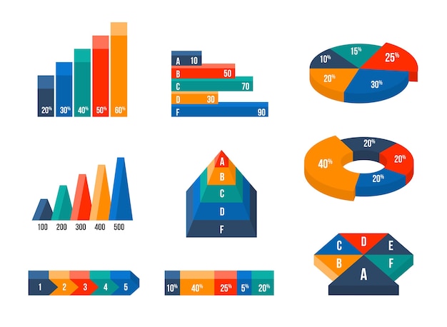 Bezpłatny wektor wykresy, diagramy i wykresy w nowoczesnym izometrycznym stylu 3d płaski. prezentacja infograficzna, projektowanie finansów danych