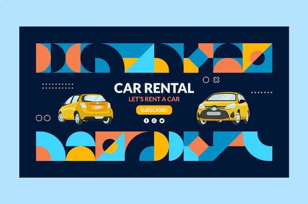 Bezpłatny wektor wypożyczalnia samochodów na youtube art