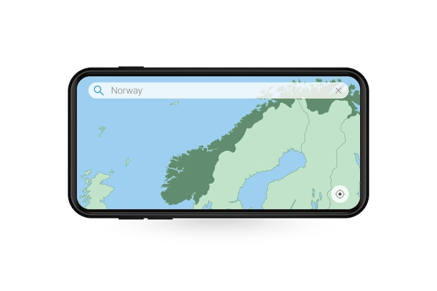 Wyszukiwanie mapy norwegii w aplikacji mapy na smartfony mapa norwegii w telefonie komórkowym