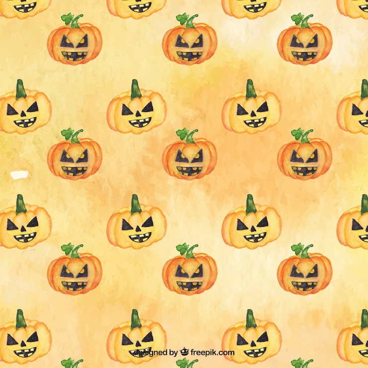 Bezpłatny plik Wektor wzór akwarela z halloween dynie