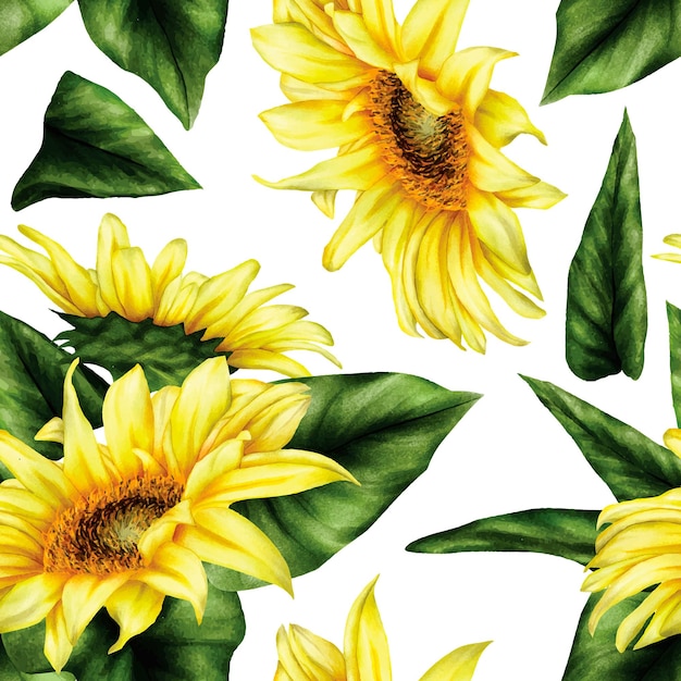 wzór piękny słoneczny kwiat i liście
