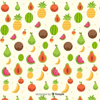Wzór płaskich owoców tropikalnych