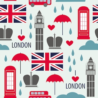 Wzór z symbolami londynu - ilustracja wektorowa