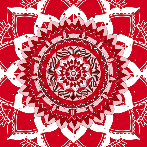 Bezpłatny wektor wzory mandali na czerwonym tle