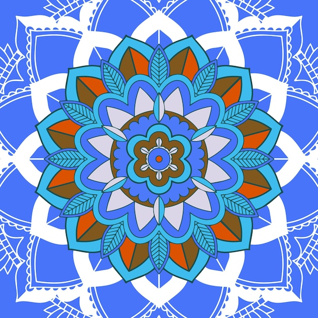 Bezpłatny wektor wzory mandali na niebieskim tle