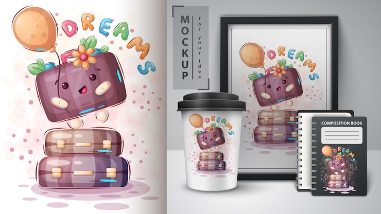 Bezpłatny plik Wektor zabawna walizka - plakat i merchandising