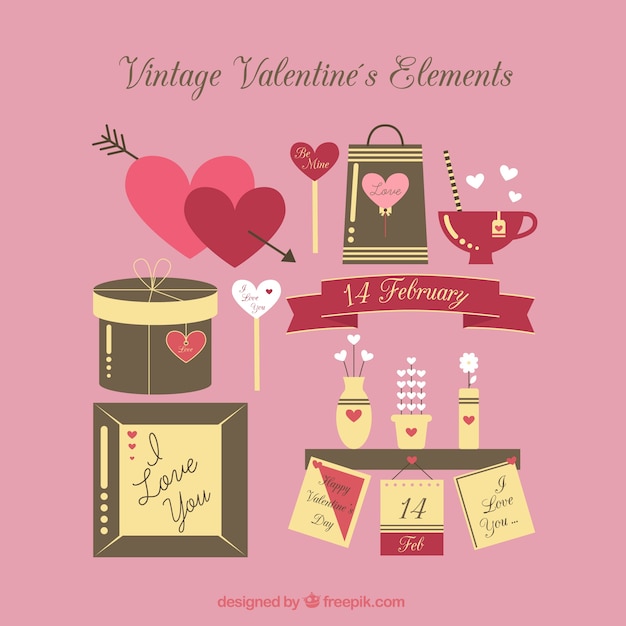 Bezpłatny wektor zabytkowe elementy valentine
