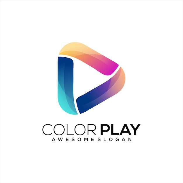 Bezpłatny wektor zagraj w kolorowe logo gradientowe kolorowe