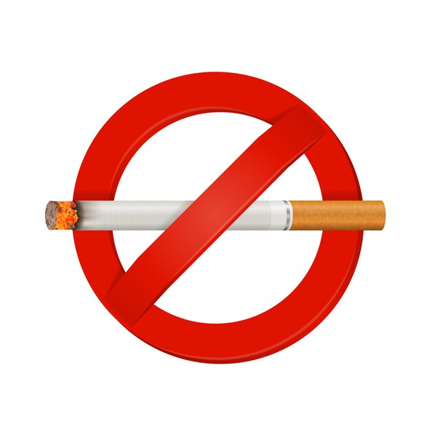 Zakaz palenia realistyczny znak papierosa