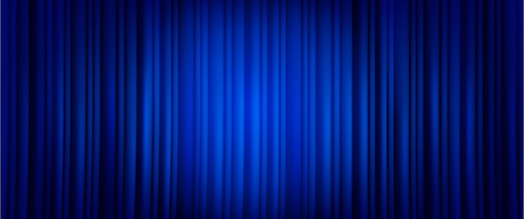 Bezpłatny plik Wektor zamknięta niebieska zasłona teatralna lub kinowa na scenie