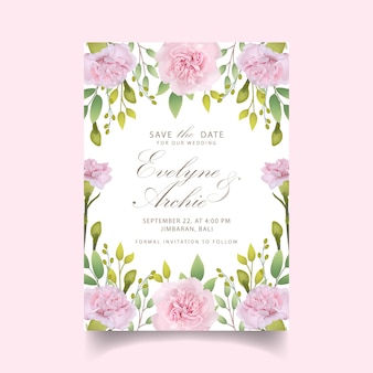 Zaproszenia ślubne kwiatowe różowe goździki