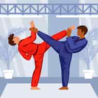 Bezpłatny wektor zawodnicy jiu jitsu walczą
