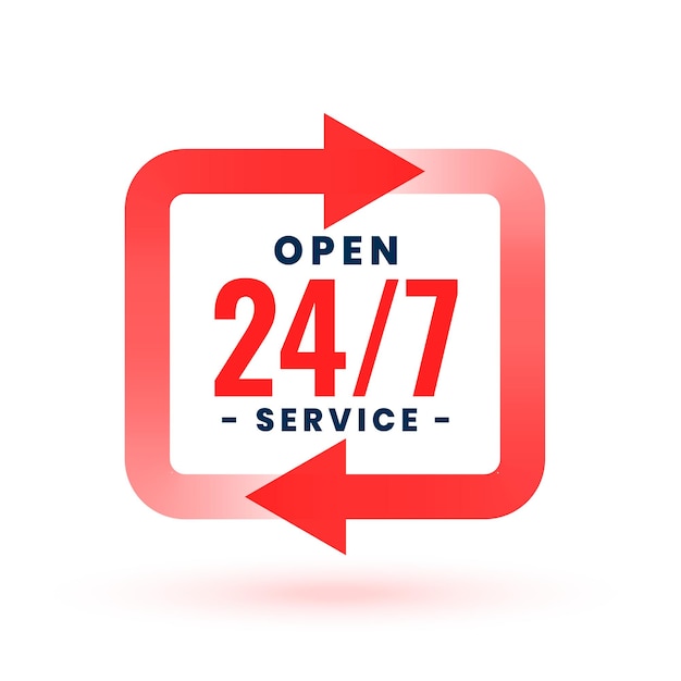 Bezpłatny wektor zawsze otwarty 24-godzinny szablon pomocy dla wektora komunikacji