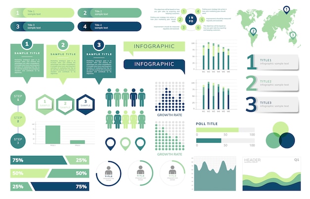 Bezpłatny wektor zbiór biznesowych wektorów infograficznych