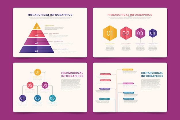 Bezpłatny wektor zbiór hierarchicznych infografik